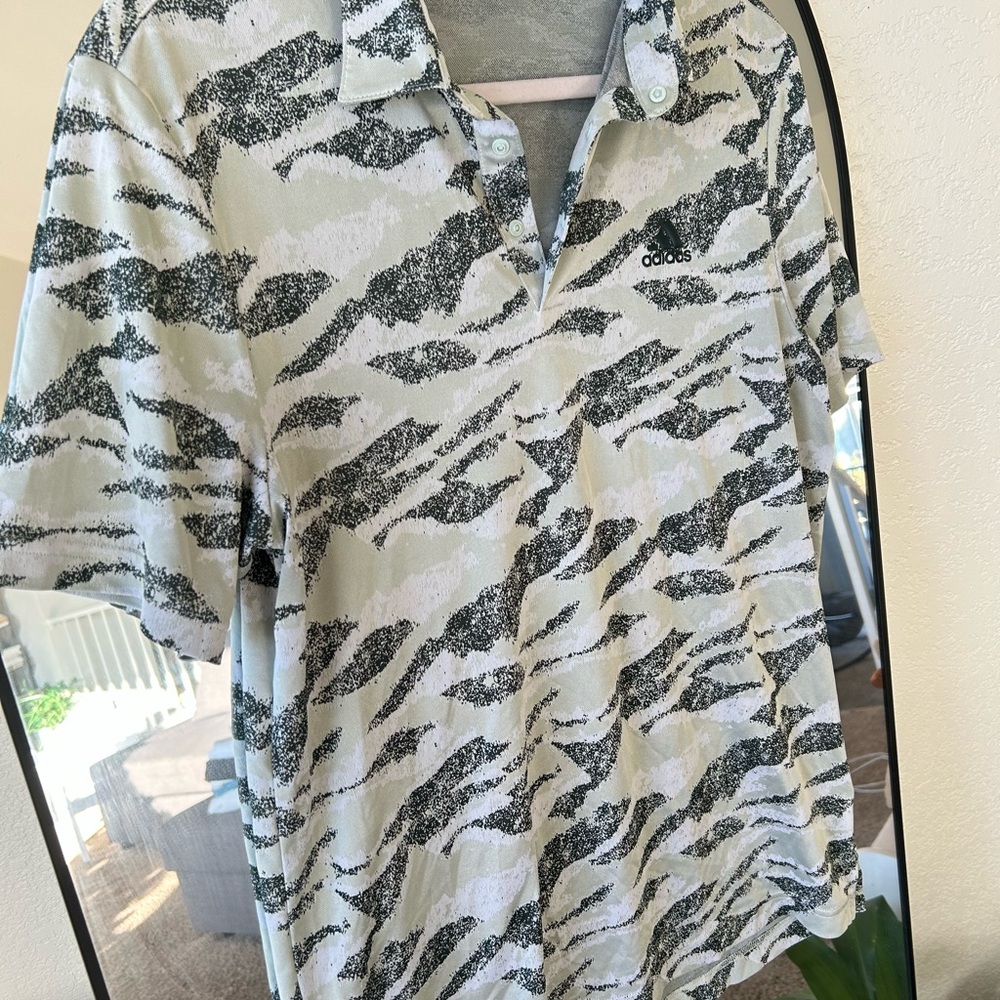 Adidas Zebra Pattern Polo Shirt in Black and Gray